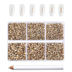 BEADSLAND caja con 7200 piedras strass doradas para uñas y manualidades