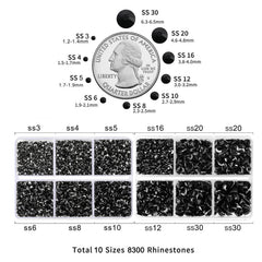 Beadsland cristales negros brillantes detalle primer plano.