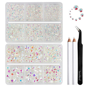 Beadsland cristales de vidrio AB transparentes para uñas y maquillaje, con brillo intenso.