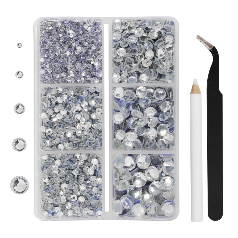 BEADSLAND cristales con adhesivo térmico kit, embalaje organizado para clasificación fácil.