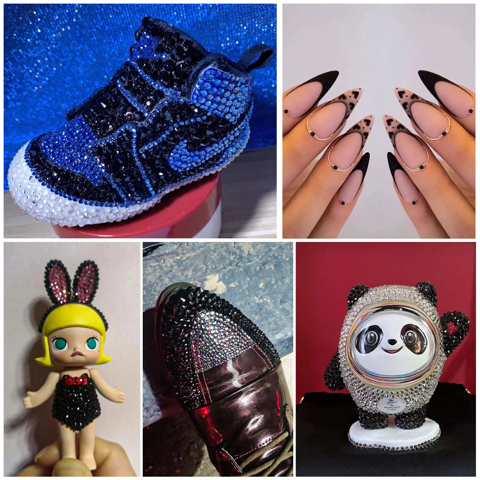 Beadsland usos en uñas ropa y accesorios con brillo.