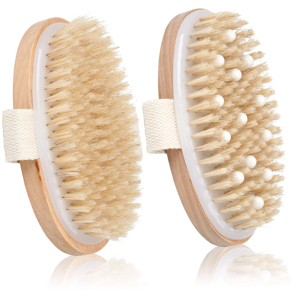 Bealihelp cepillo corporal seco con cerdas naturales de jabalí para exfoliar suavemente