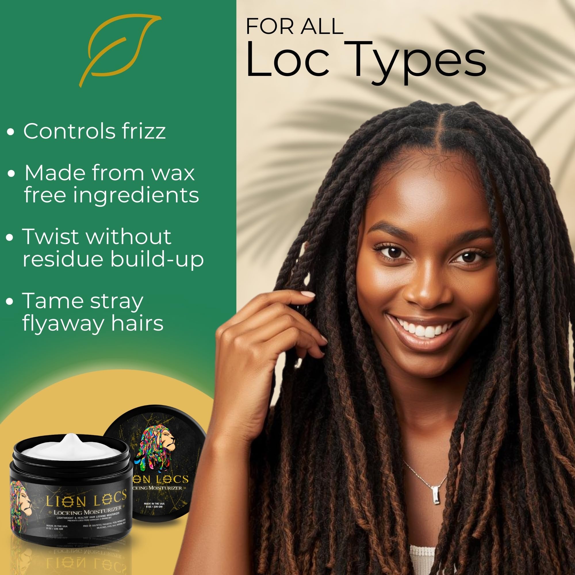 Beard Gains Lion Locs: secado transparente para un aspecto natural sin manchas.