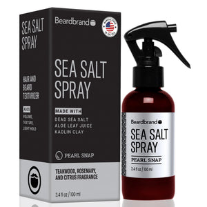 Beardbrand spray de sal marina, botella frontal, aporta textura de playa y volumen ligero.