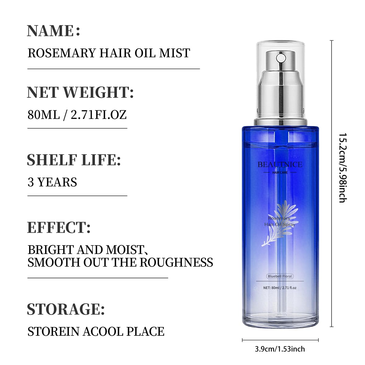 BEAUTNICE Envase 80 ml portátil facilita retoques durante el día.