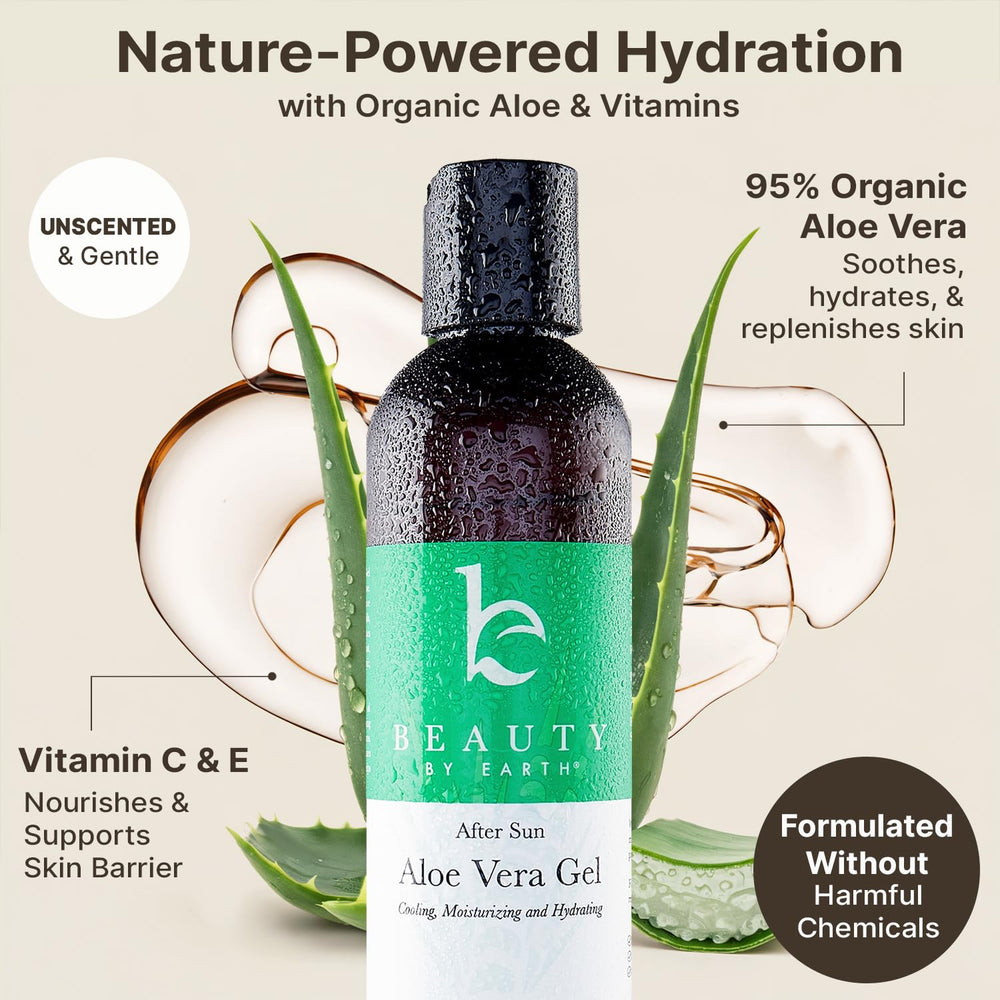 Beauty by Earth Aloe Vera Gel, para cabello, mascarilla suave e hidratante.