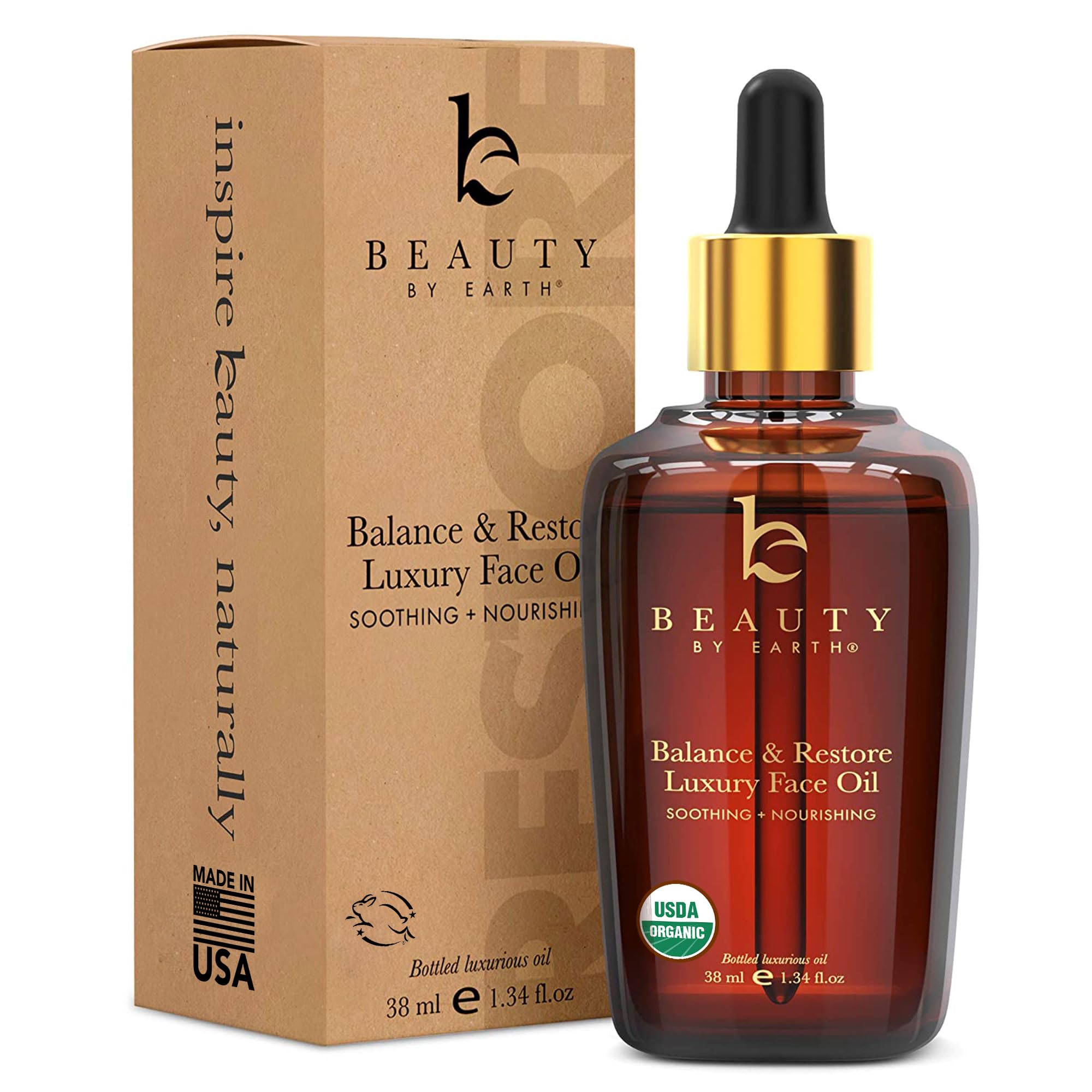 Beauty by Earth aceite facial equilibrante en botella para piel equilibrada