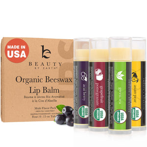 Beauty by Earth bálsamo labial orgánico en empaque práctico para labios secos