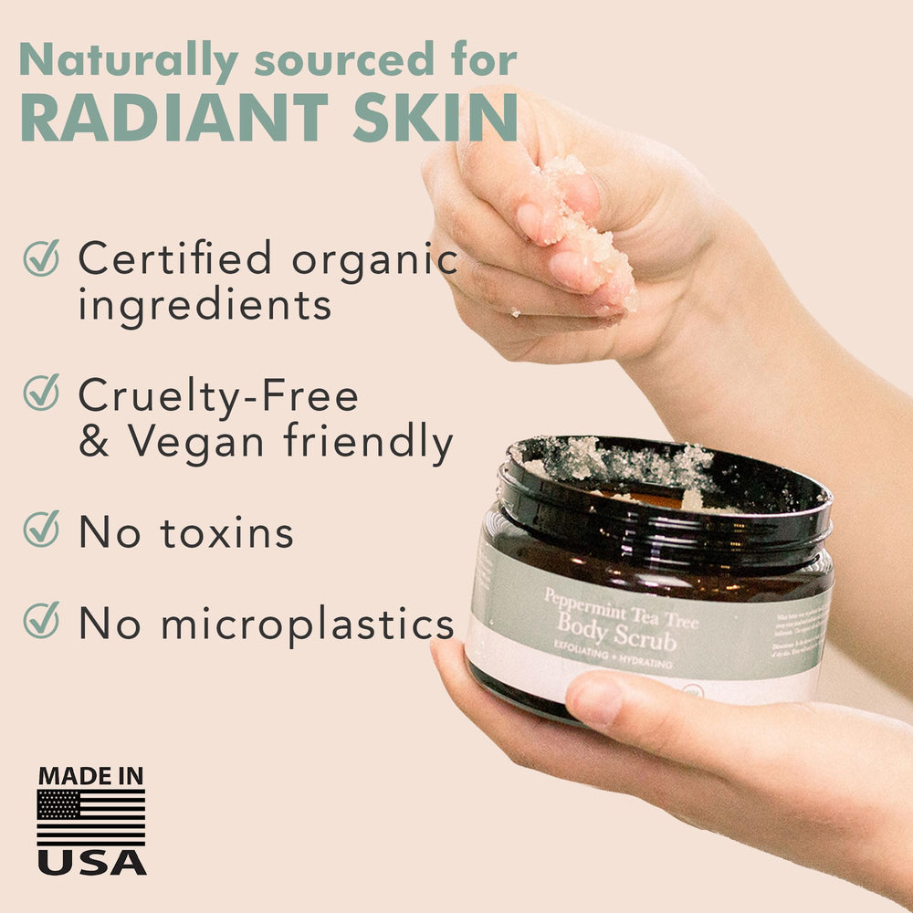 Beauty by Earth exfoliante corporal menta-arbol-de-te, hidratación suave de la piel