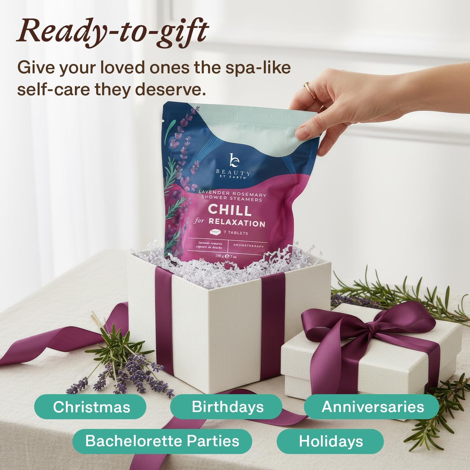 Beauty by Earth tabletas ducha lavanda sin colorantes artificiales