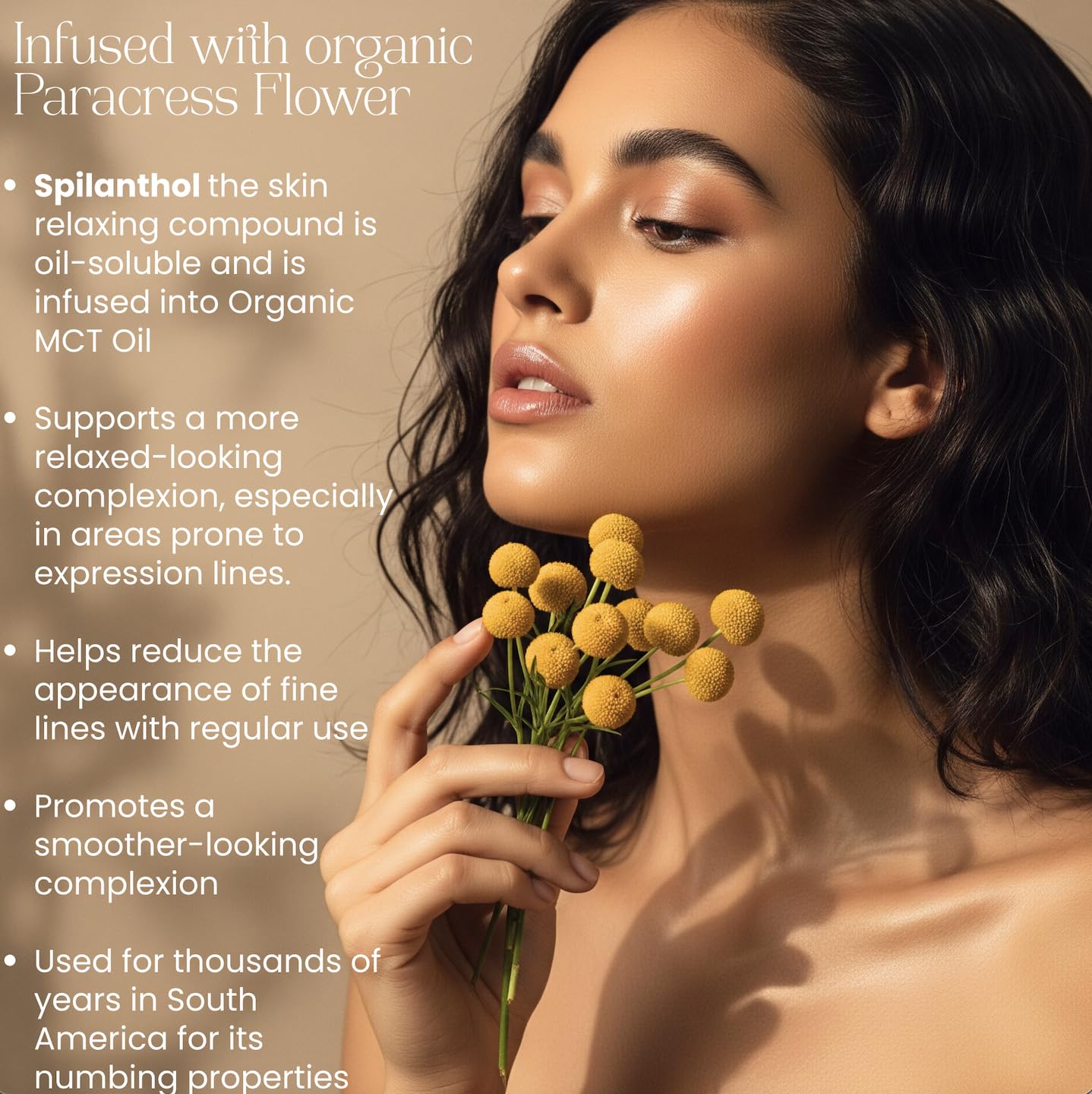 Beauty Glow Spilanthol rico en Paracress ofrece efecto relajante facial suave