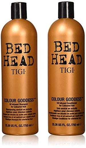 Bed Head Color Goddess champú, botella frontal, realza color y brillo.