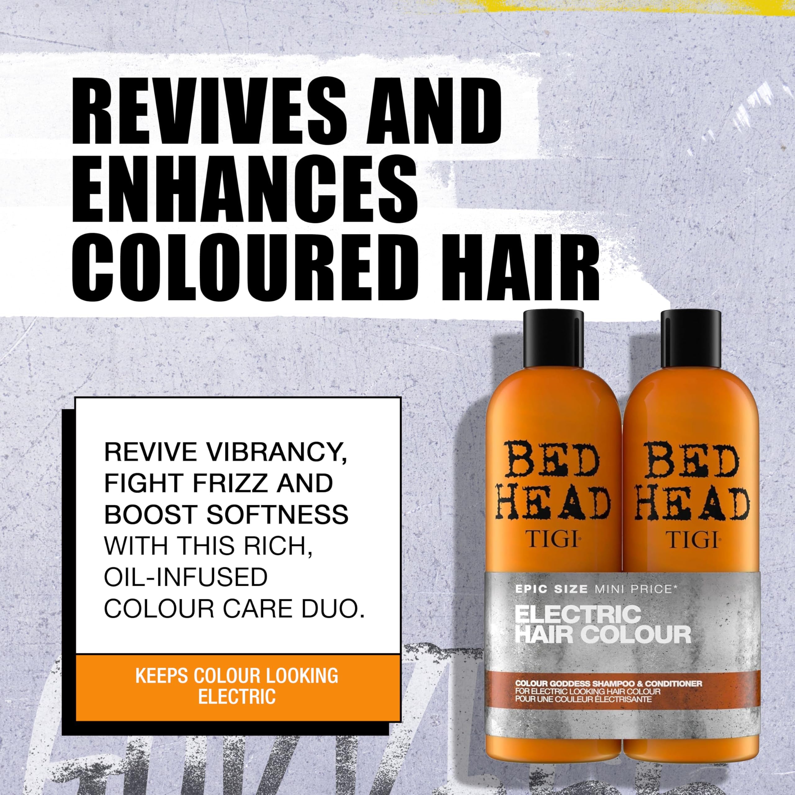 Bed Head Color Goddess Shampoo: etiqueta frontal muestra la marca y el cuidado diario.