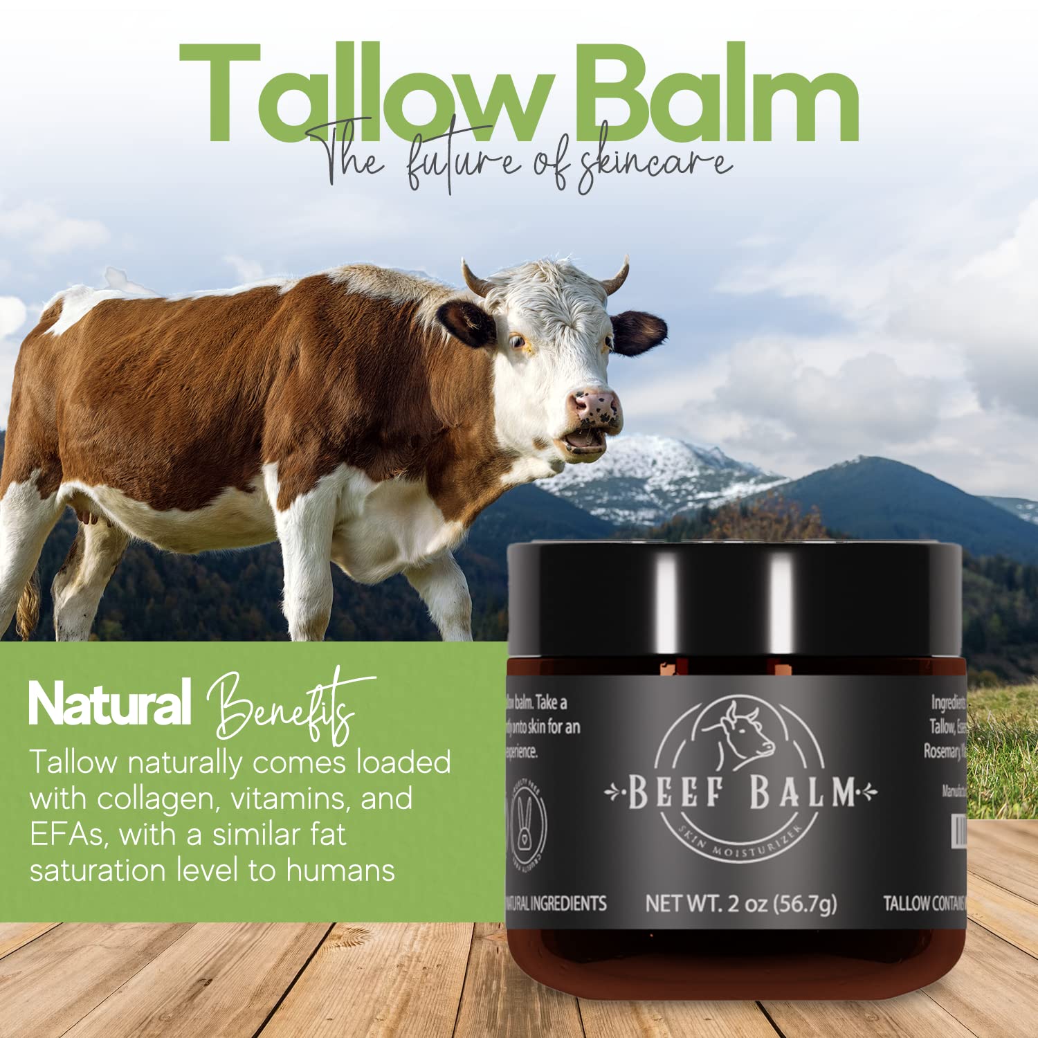 Beef Balm – aplicación facial suave, textura gruesa para uso diario