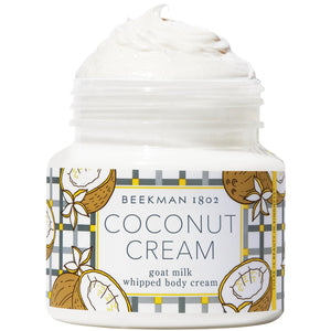 Beekman 1802 crema corporal batida, textura ligera para piel suave e hidratada.