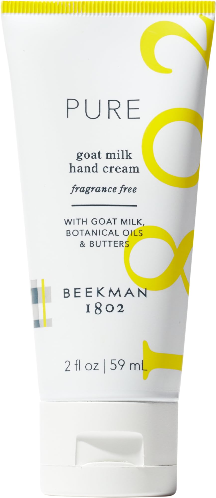 Beekman 1802 crema de manos con leche de cabra pura en frasco de 2 oz, hidratación suave.