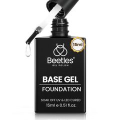Beetles Base Coat 15ml: botella transparente lista para aplicación suave