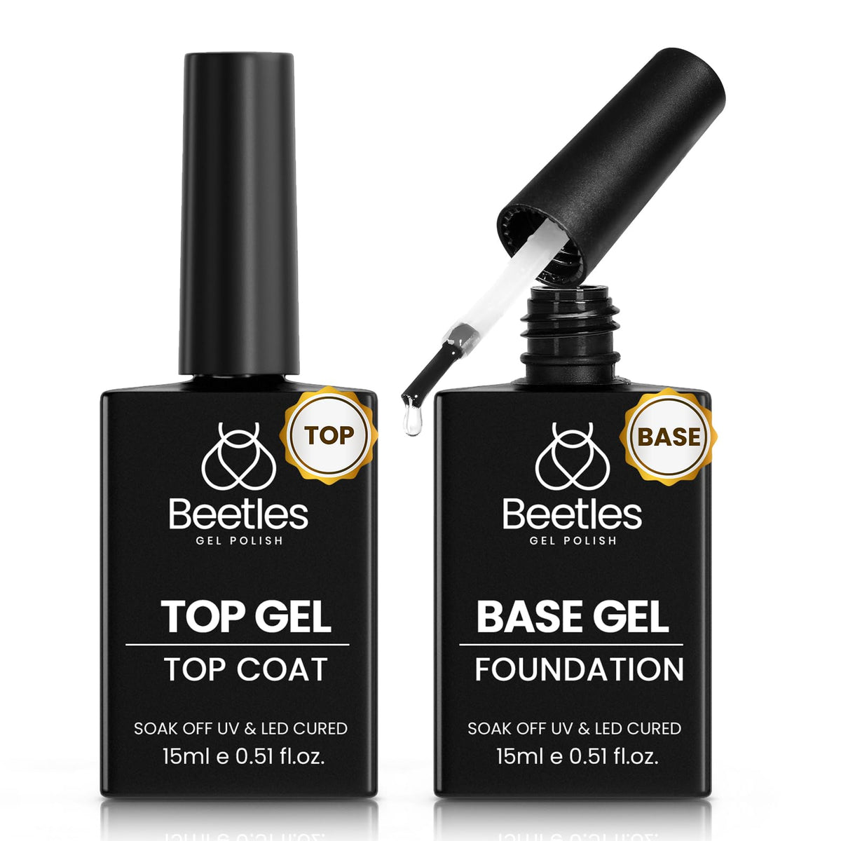 Beetles Gel Base Coat 15ml, adherencia duradera para uñas