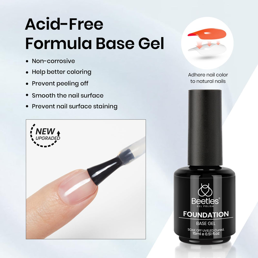 Beetles Base Gel crea una base estable para uñas naturales o artificiales