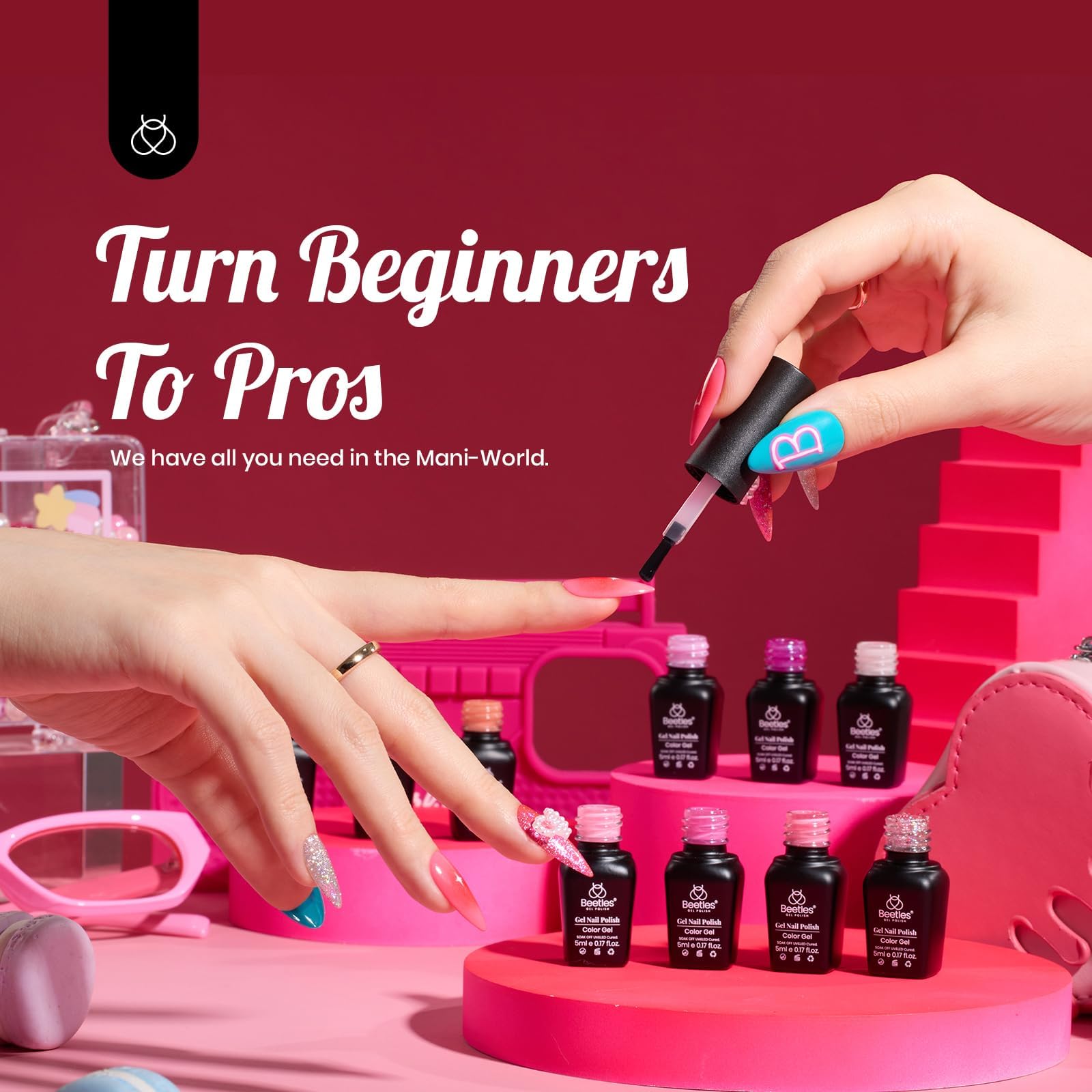 Beetles Gel Polish: base y top coat brillos para acabado duradero