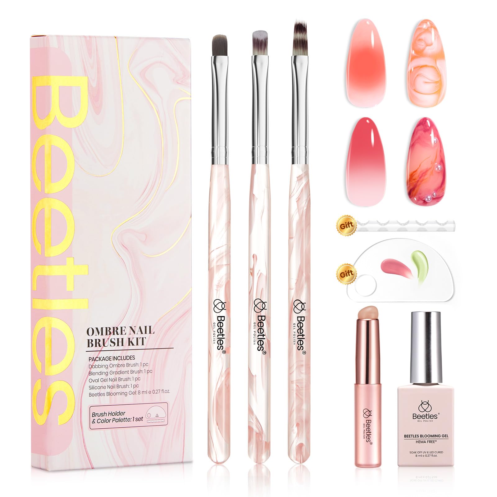 Beetles Blooming Gel, estuche para pinceles, almacenamiento ordenado.