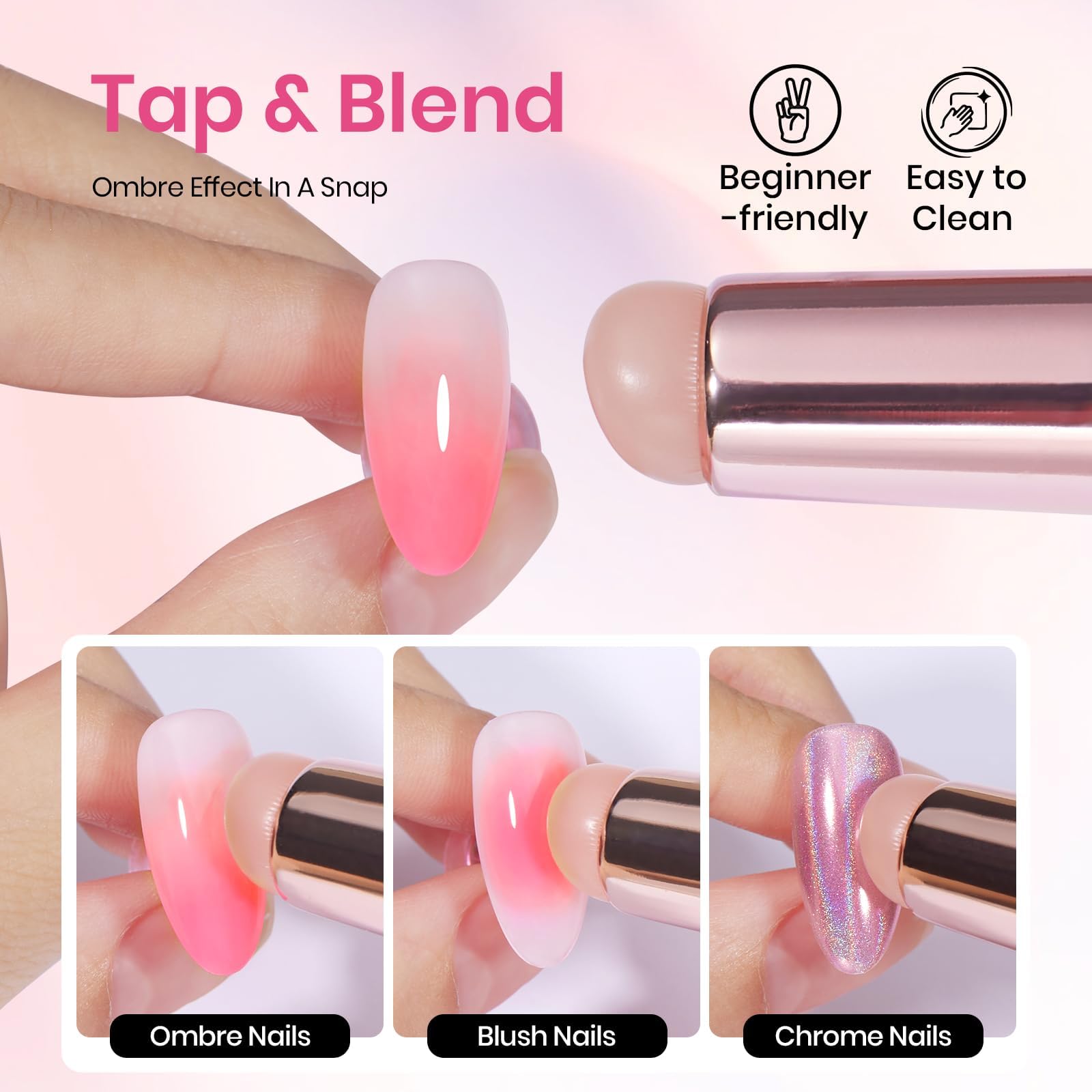 Beetles Blooming Gel, pincel gradiente, facilita transiciones de color suaves.