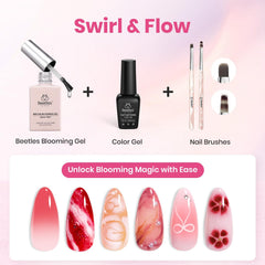 Beetles Blooming Gel, pincel punteado, ideal para texturas y detalles.