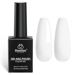Beetles gel blanco 10ml, bote compacto para manicura duradera.