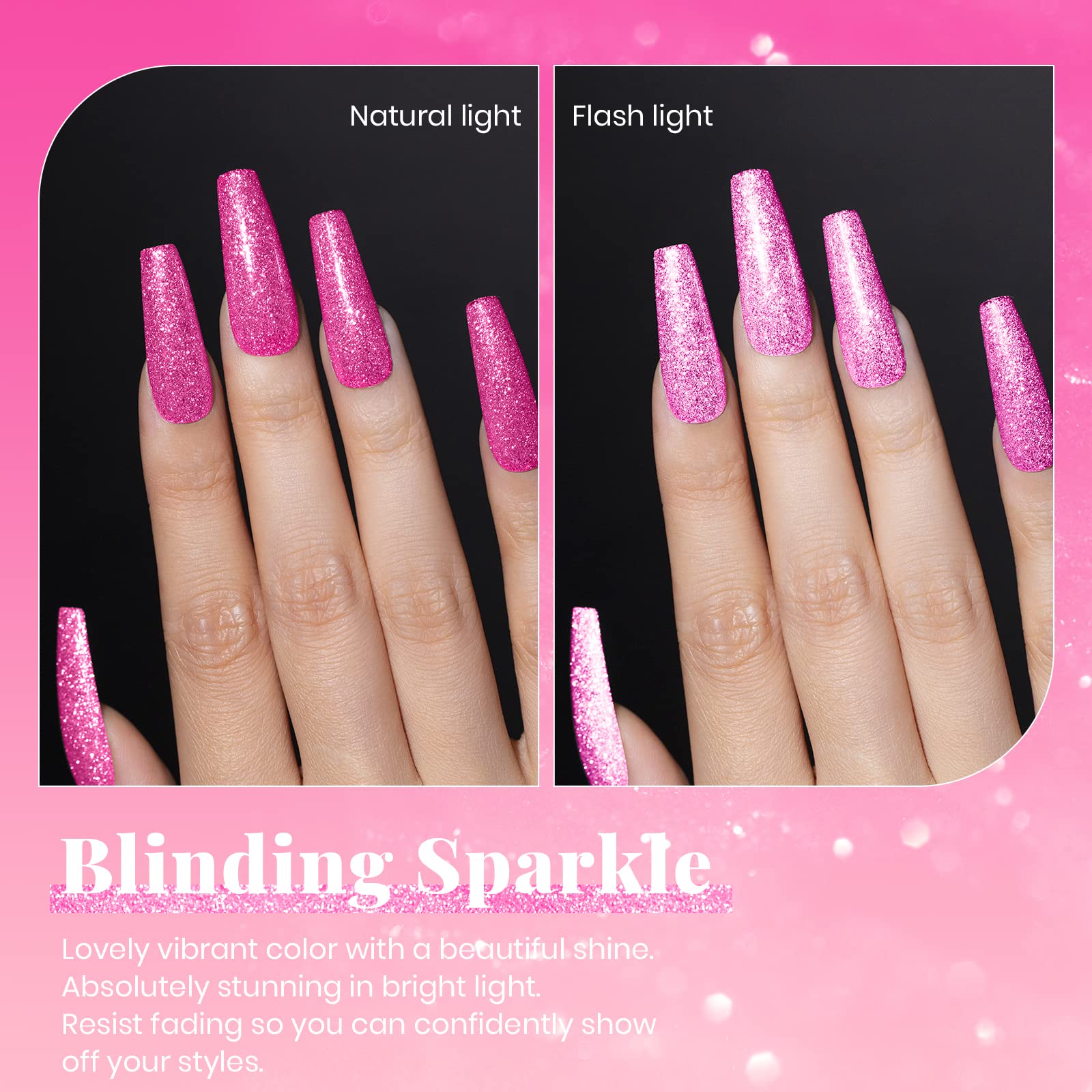 Beetles esmalte gel rosa caliente en manicura, aplicación suave.