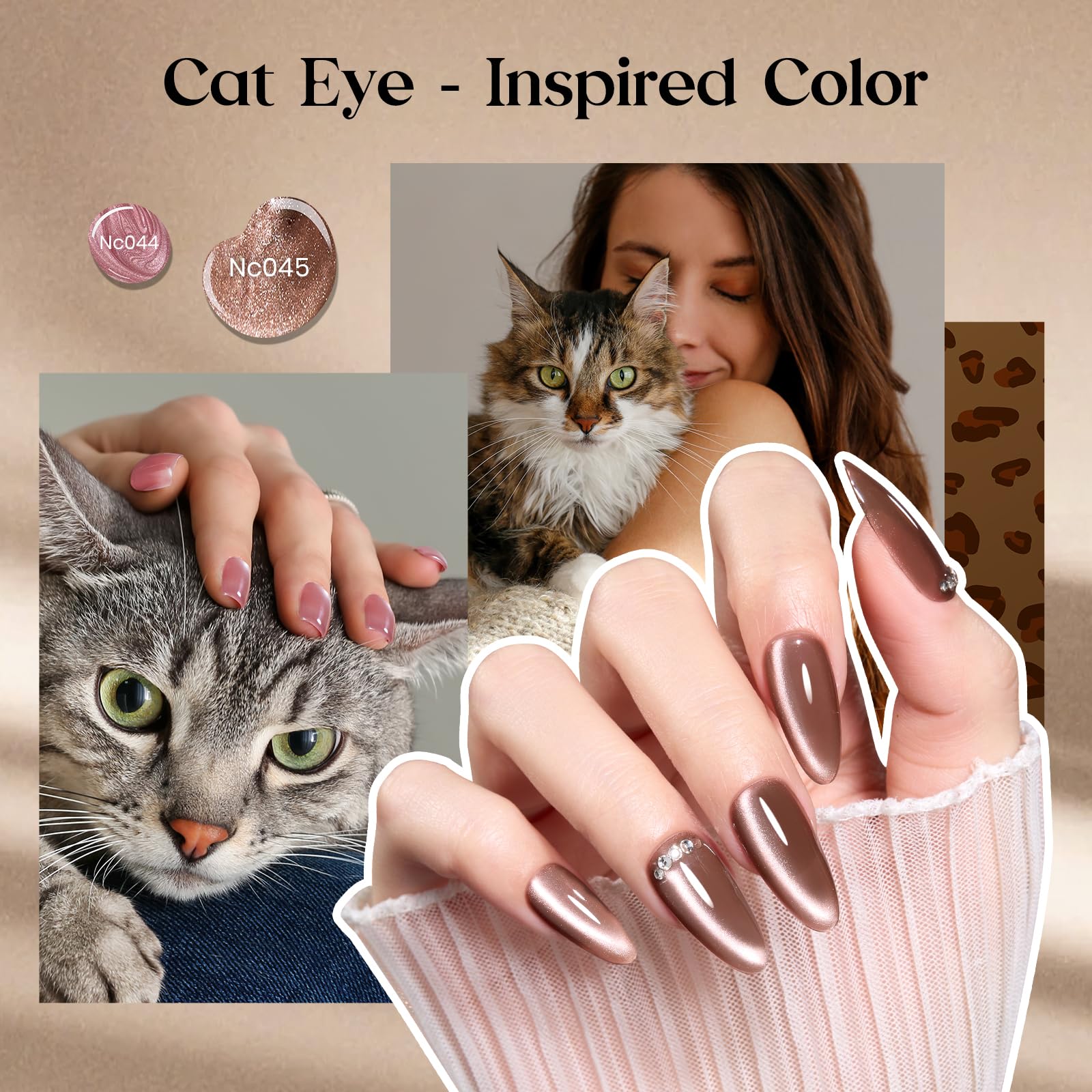 Beetles Esmalte Ojo de Gato marrón elegante para reuniones