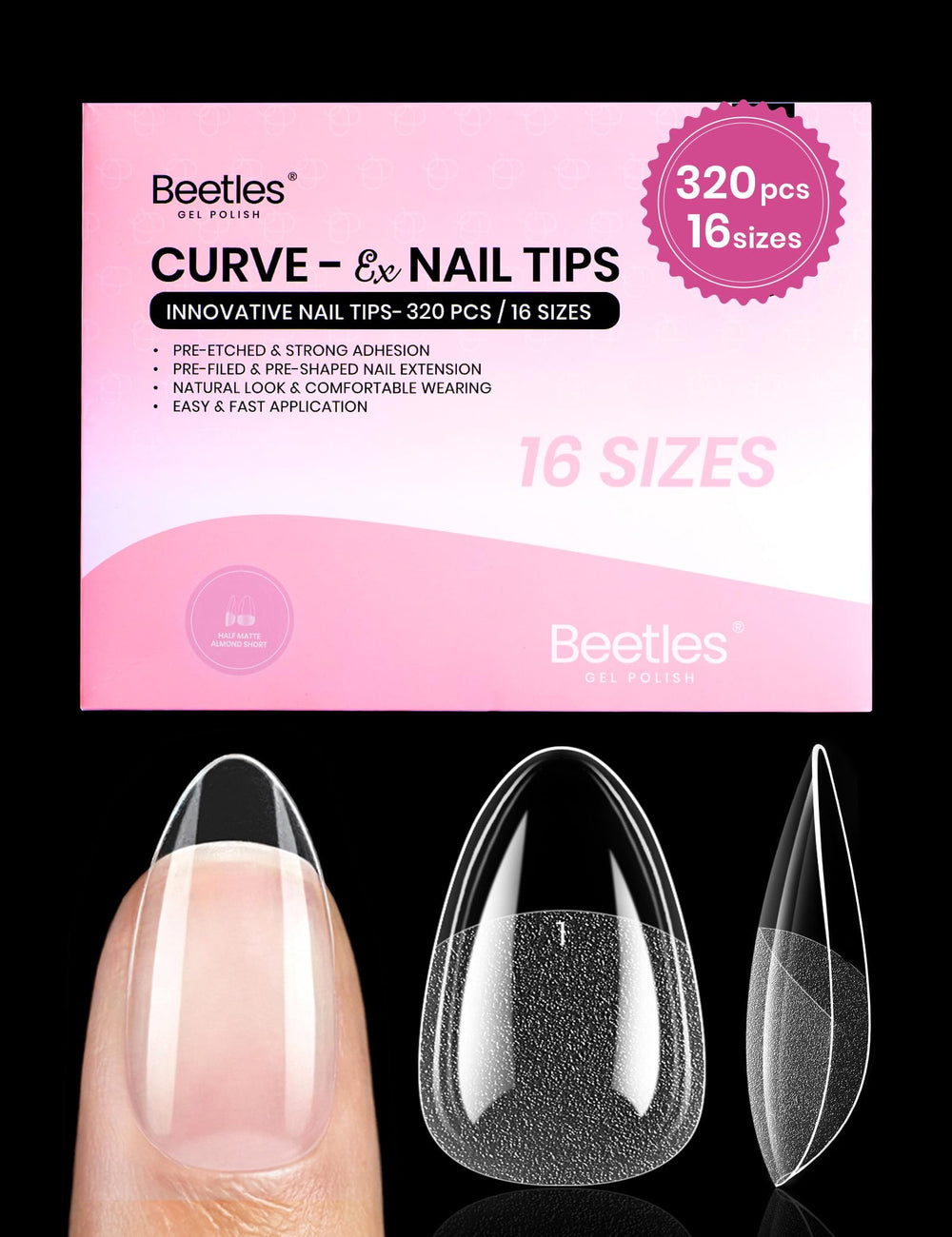 Beetles Curve-EX Almendra Corta: extensión rápida y segura para uñas
