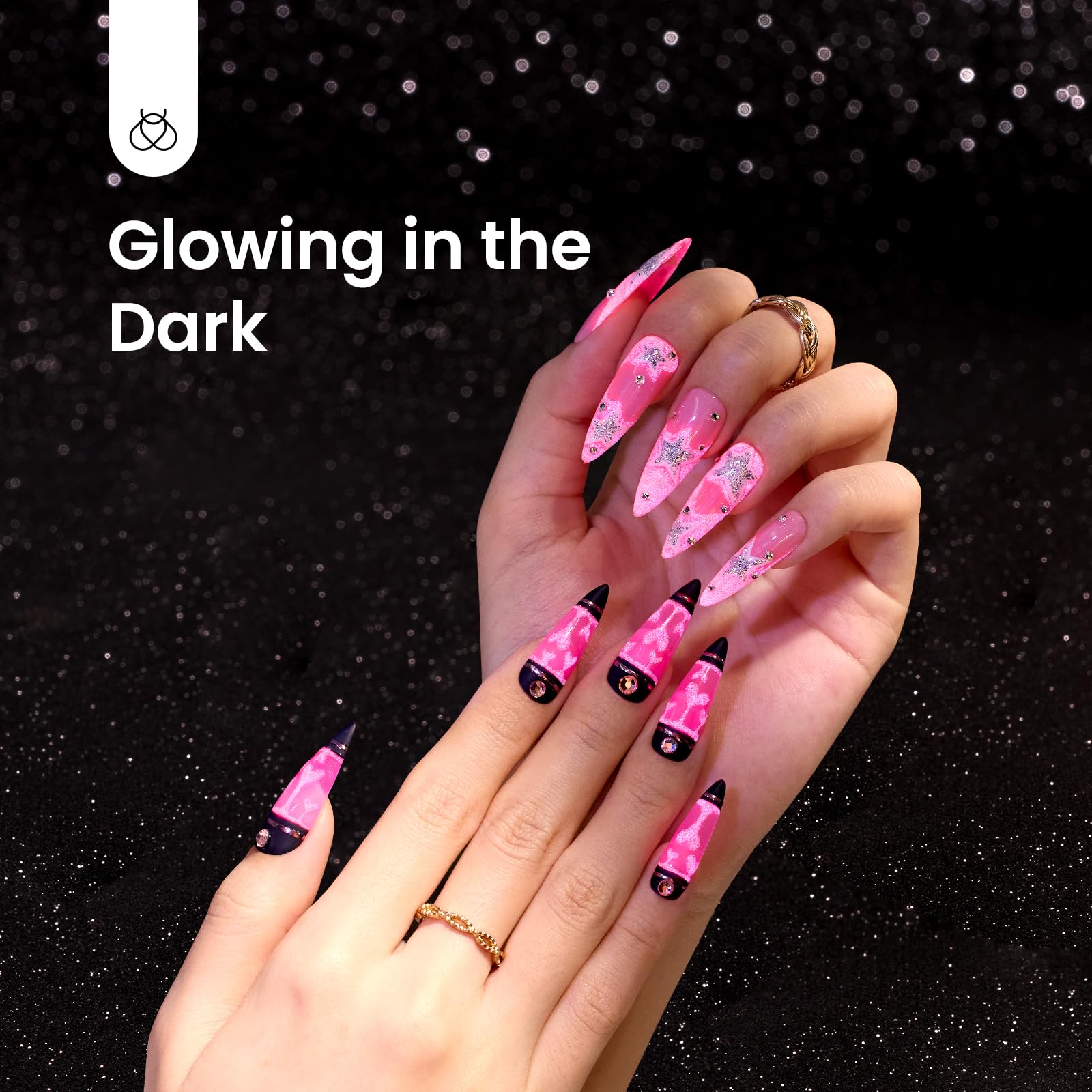Beetles Efecto Luminoso Rosa: brillo visible en la oscuridad.