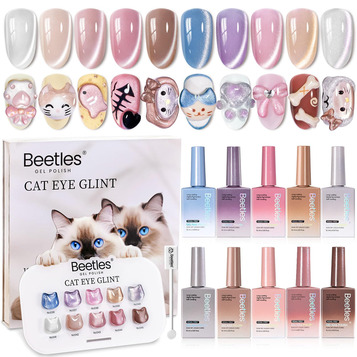 Beetles Esmalte Ojo de Gato azul con brillo suave para diario