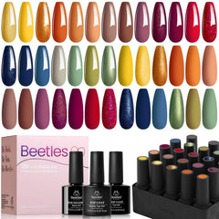 Beetles esmalte en gel conjunto tono mostaza para diseño otoñal duradero