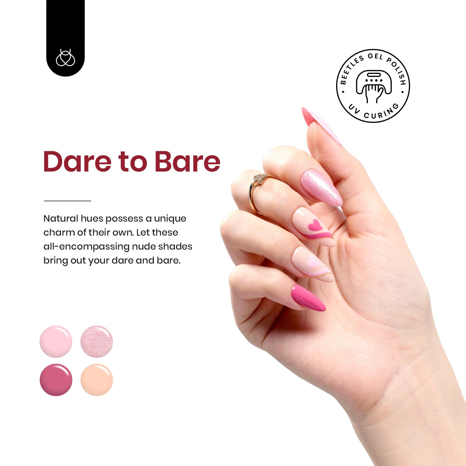 Beetles Esmalte Gel Blanco con brillo: acabado limpio para uñas pulidas.