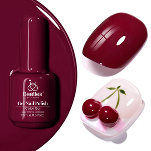 Beetles Esmalte Gel Burdeos: color intenso para uñas elegantes y duraderas.