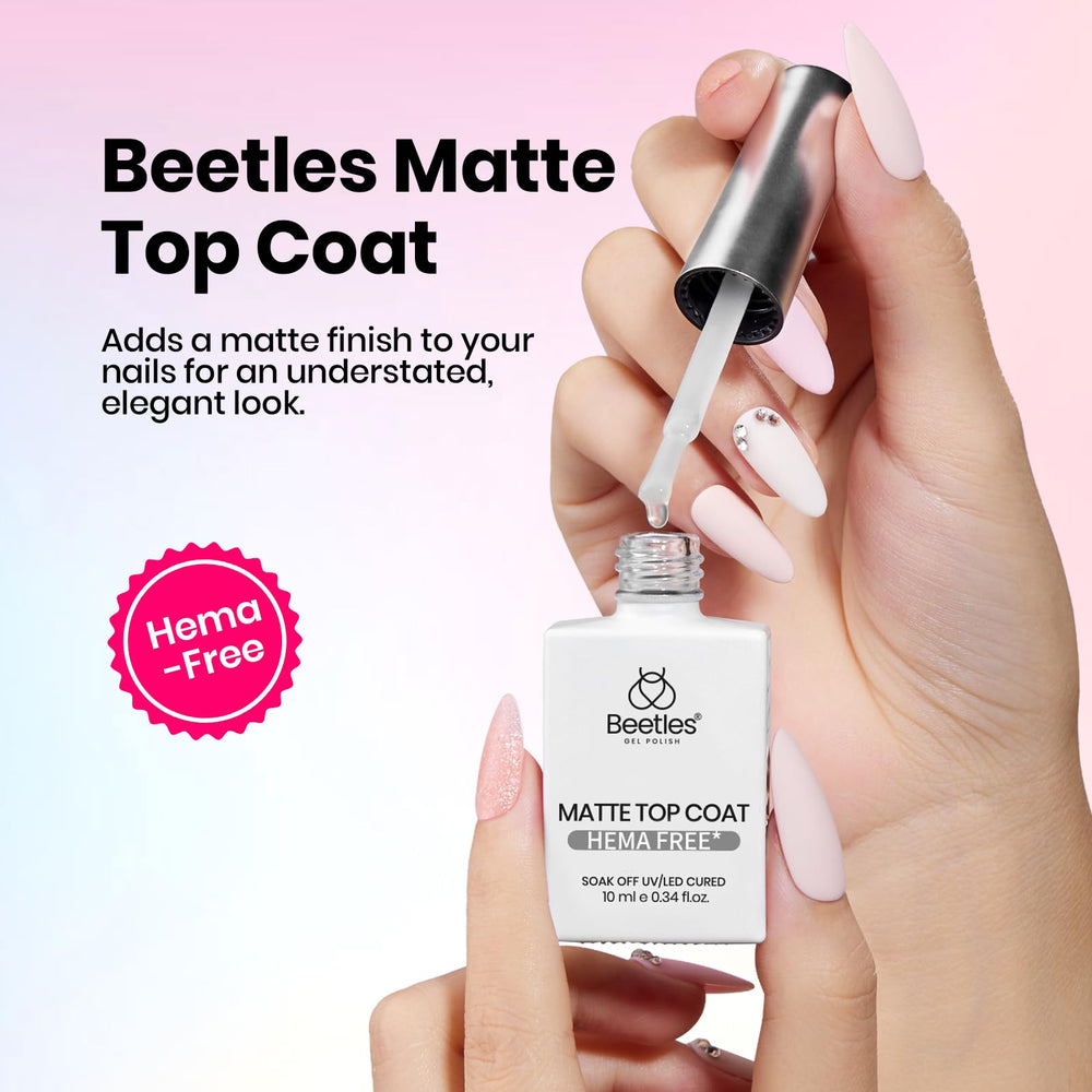 Beetles gel para uñas: capa-superior-mate para looks modernos.