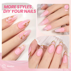 Beetles Gel rosa, curado con luz ultravioleta para resultados prácticos.