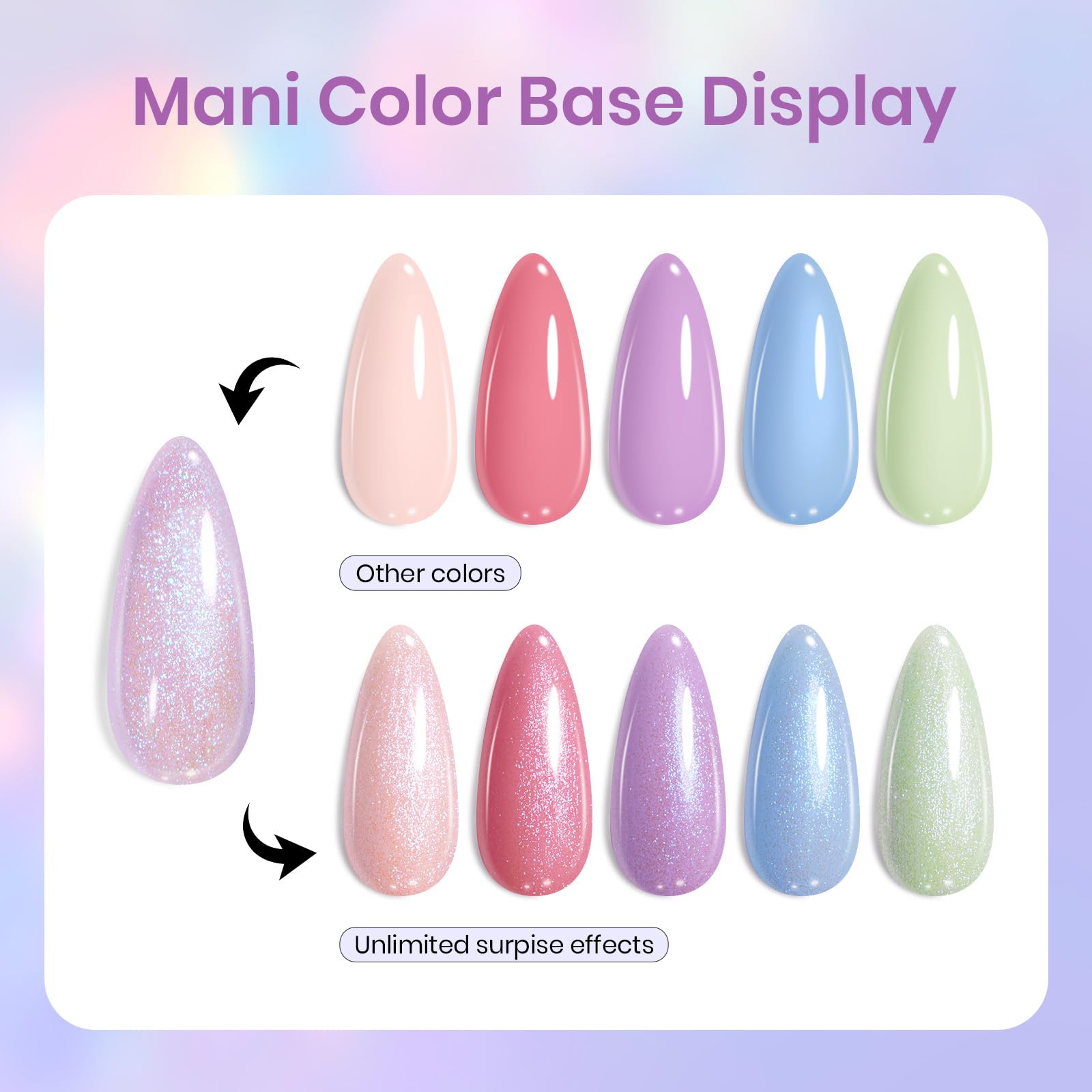 Beetles Esmalte Gel Glitter Morado Brillo Luminoso: acabado duradero y visual vibrante.