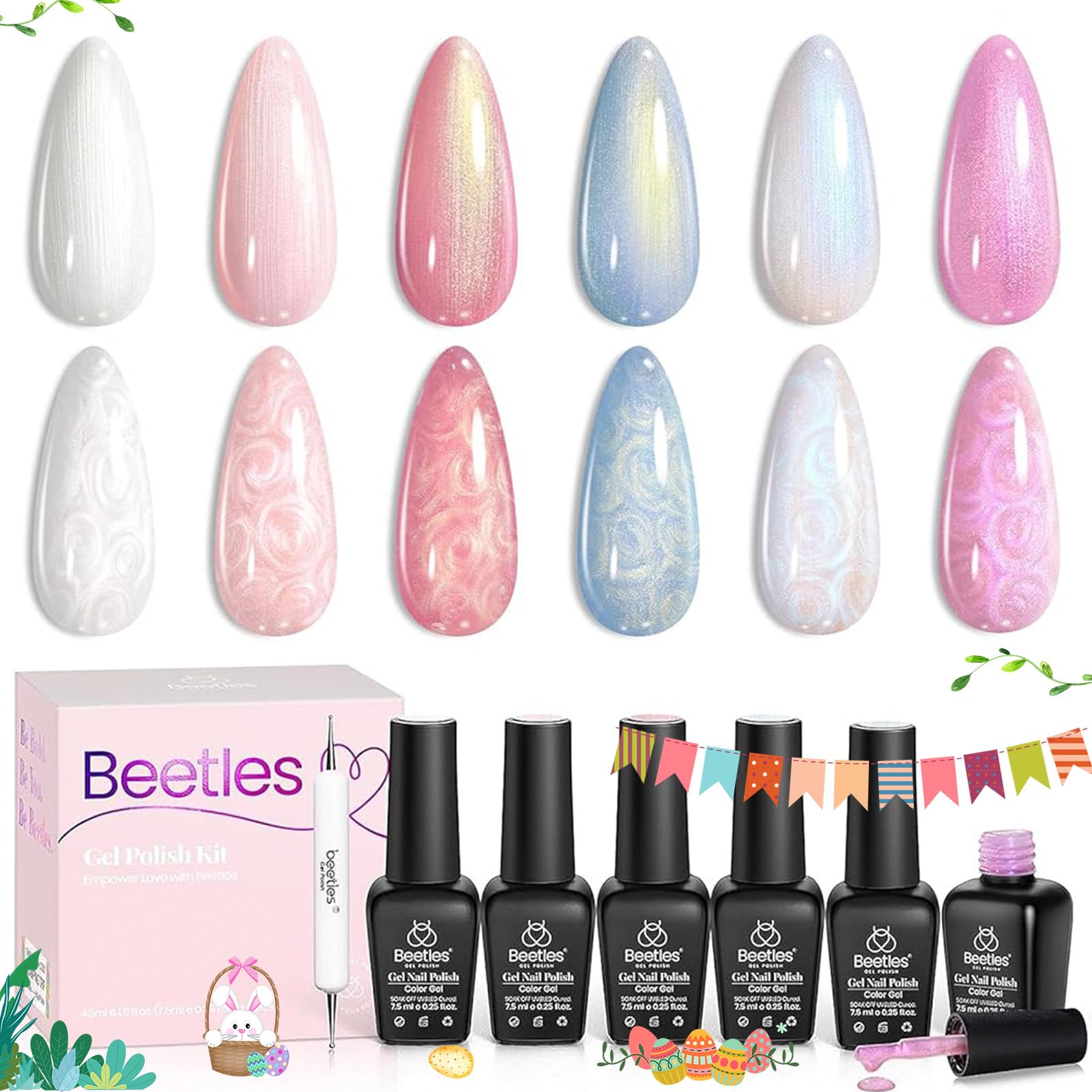 Beetles Esmalte Gel irisado azul-rosa, estilo versátil