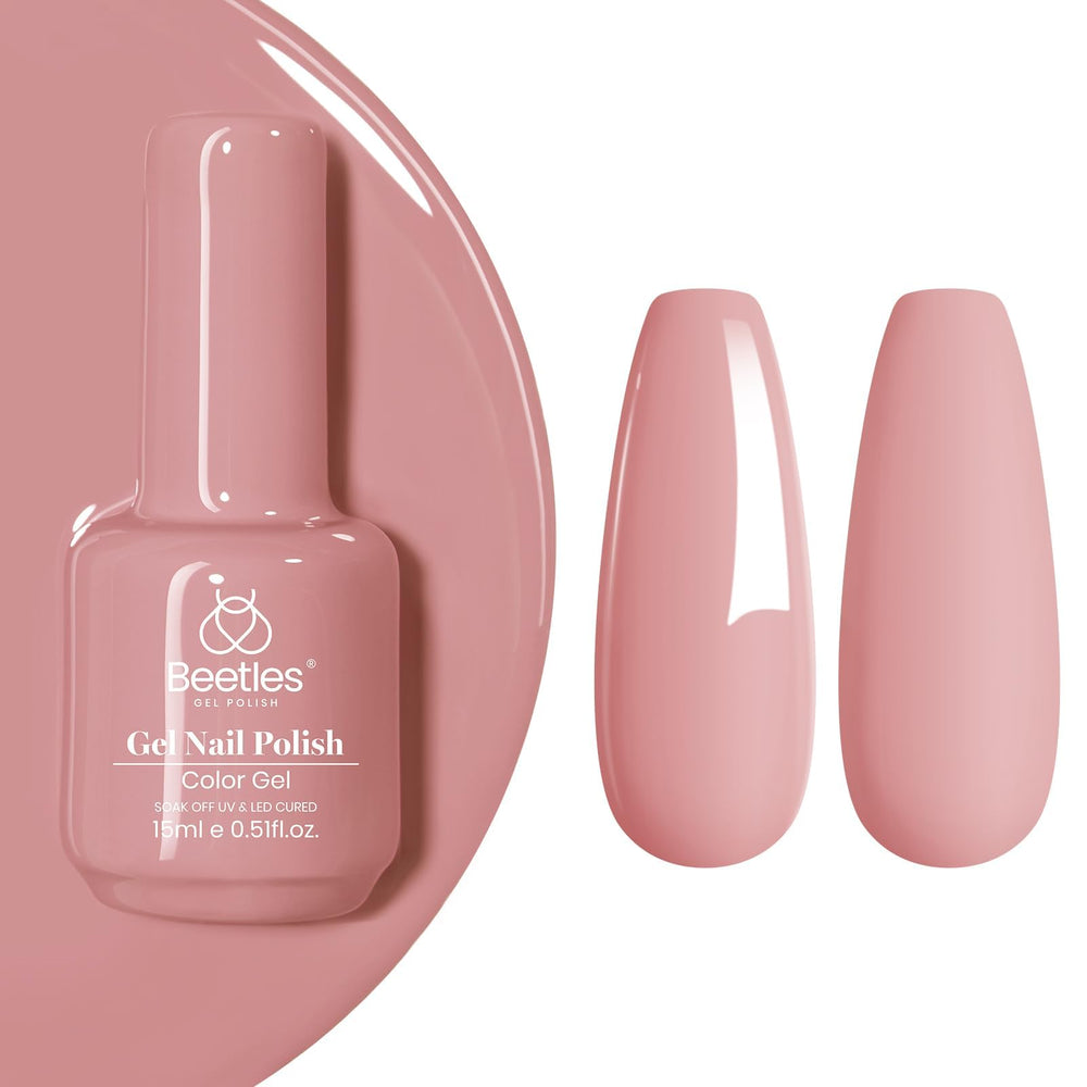 Beetles Gel Polish malva desvaído, botella de 15 ml con acabado brillante y duradero.