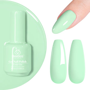 Beetles Esmalte Gel Verde Menta en botella para uñas brillantes y duraderas.