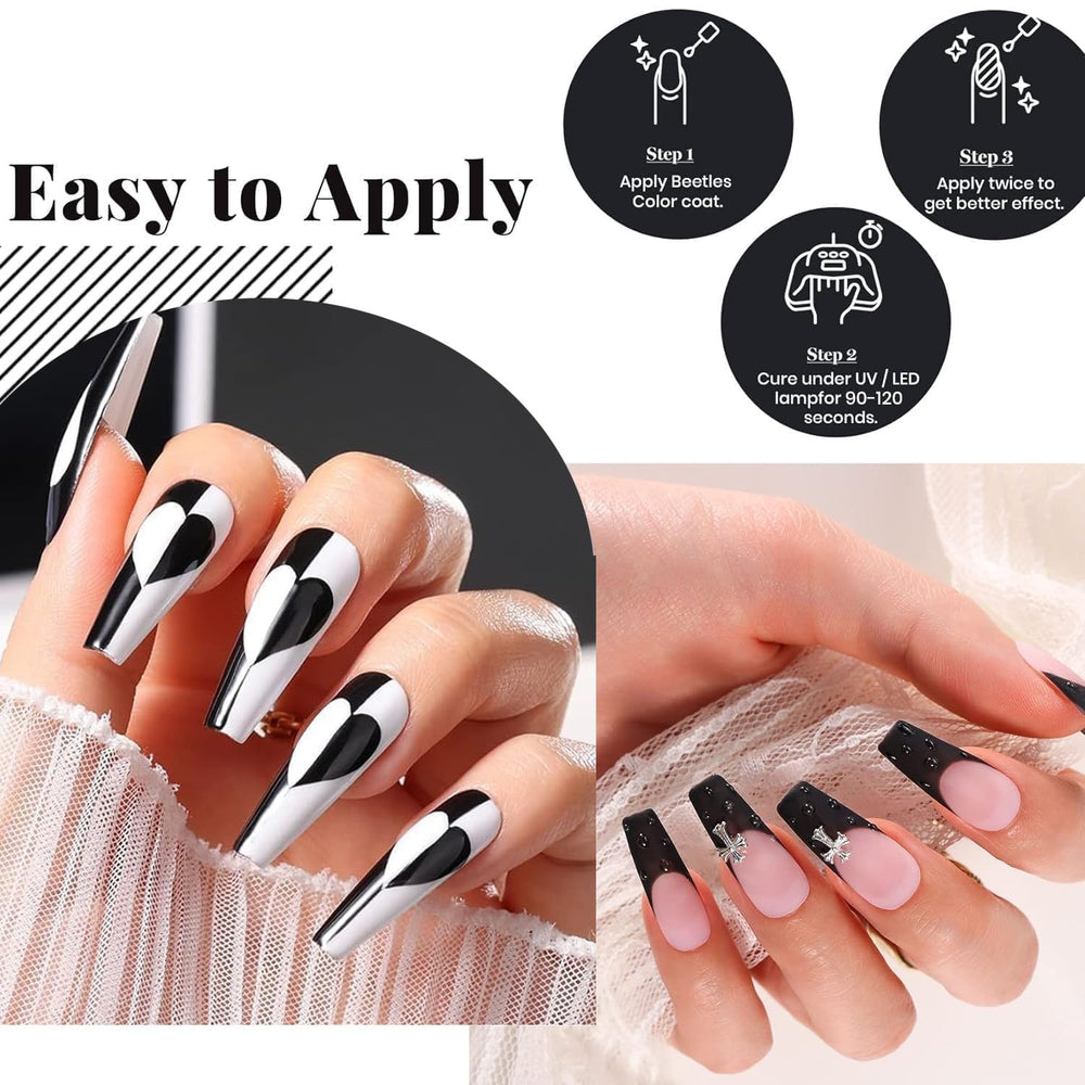 Beetles esmalte gel negro 15ml para uñas elegantes