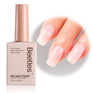 Beetles esmalte en gel neutral nude rosa jelly, botella de 15 ml para uso diario.
