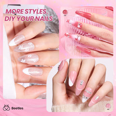 Beetles Esmalte Gel Nude Rosa, base y capa brillo, acabado duradero.