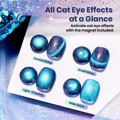Beetles Esmalte Gel ojo de gato azul con brillo de destellos para uñas llamativas