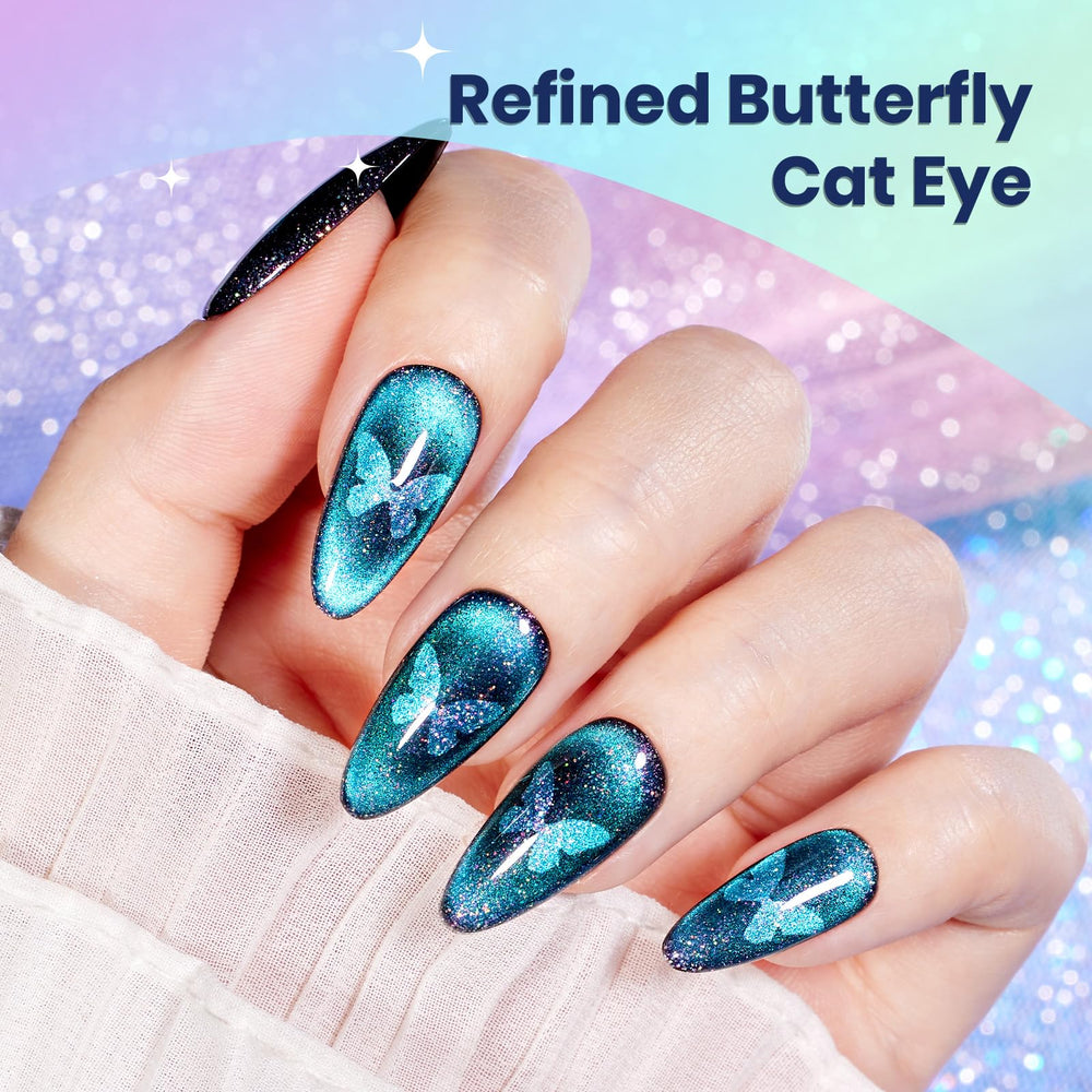 Beetles Esmalte Gel ojo de gato azul curado con luz para acabado duradero
