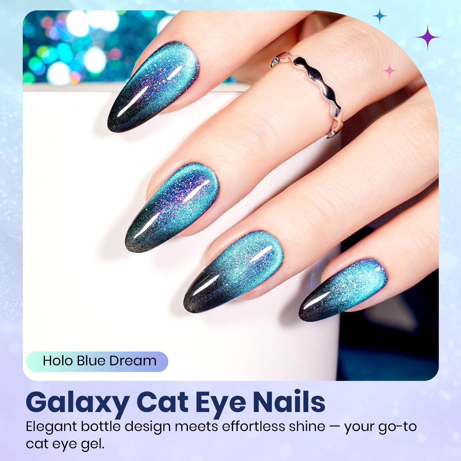 Beetles Esmalte Gel ojo de gato azul con imán para crear efectos variables