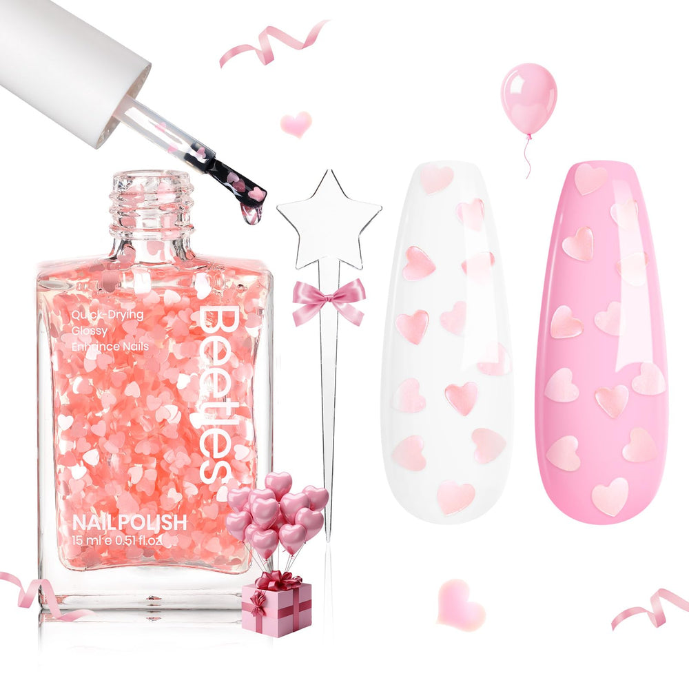 Beetles esmalte gel corazon Pascua: diseño de corazón para uñas temáticas de primavera
