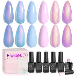 Beetles kit esmalte gel perlado azul cielo para un acabado brillante y duradero.